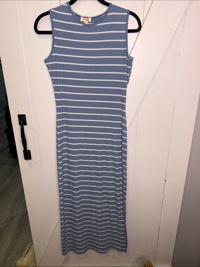 Sleeveless Blue Striped Maxi Dress - Classic Casual
